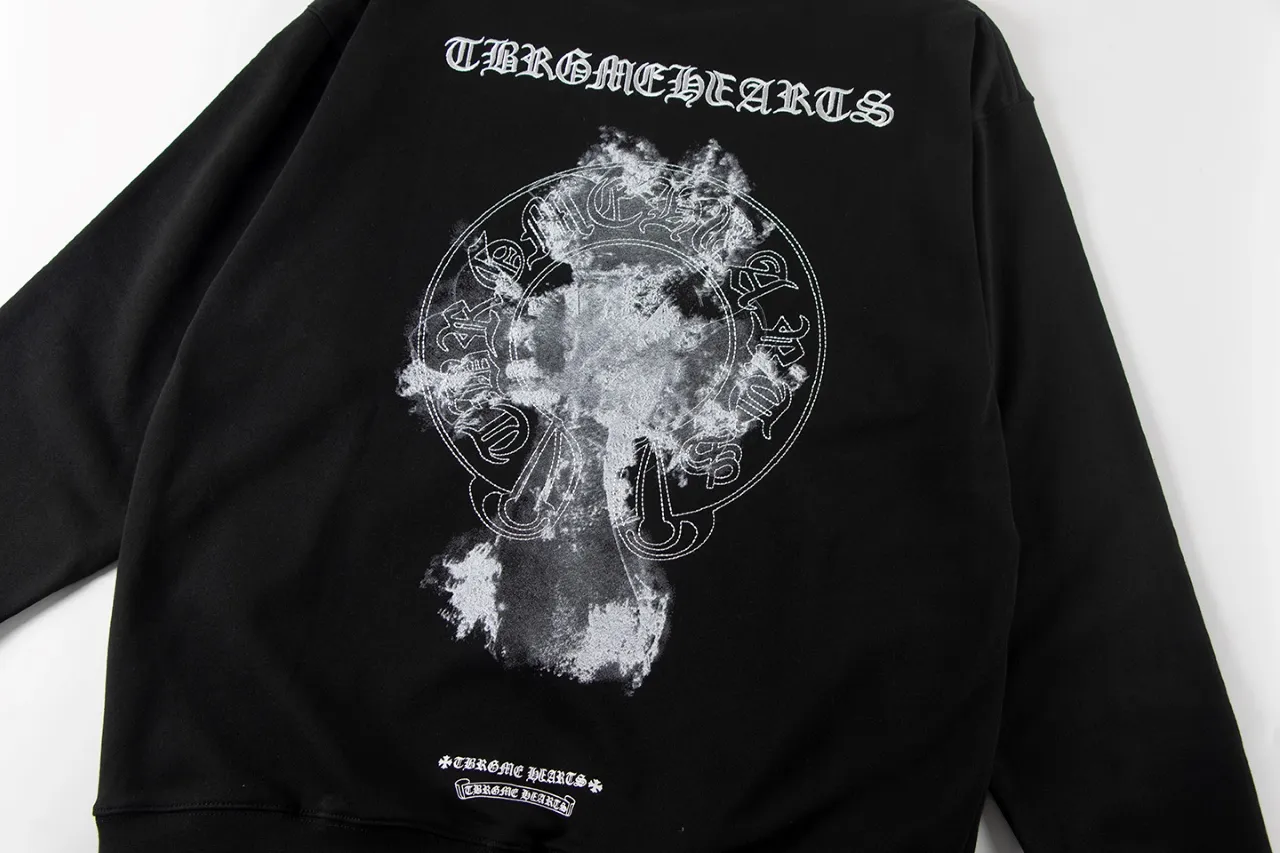 P250 Chrome Hearts Chrome Hearts Cloud Smoke Print Embroidered Sweatshirt Size: S M L XL Color: Black, White